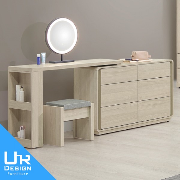 克利奧4尺圓鏡功能伸縮鏡台組(含椅)(26I20/A46-08)