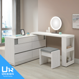 凱倫4.4尺圓鏡功能伸縮鏡台(含椅)(26I20/A60-01)