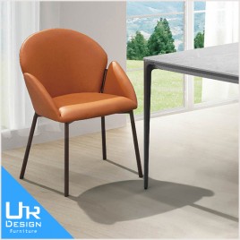 北歐工業風基諾橘色皮餐椅(24I20/A534-10)