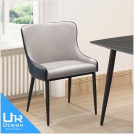 北歐工業風維克多淺灰色布餐椅(24I20/A495-02)
