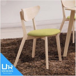 北歐鄉村風馬可洗白綠布餐椅(24I20/A505-05)