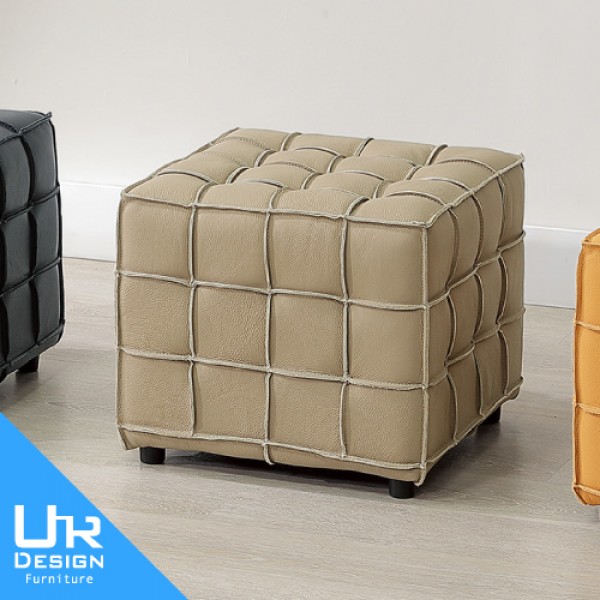 方塊咖啡色牛皮椅凳(26I20/A225-05)