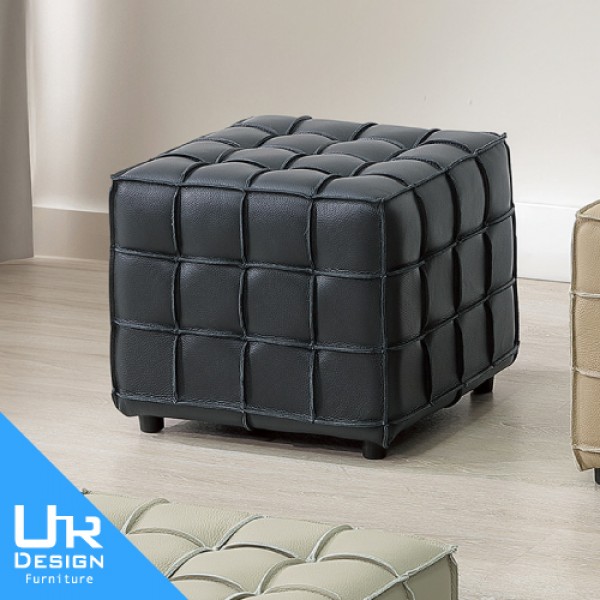 方塊黑色牛皮椅凳(26I20/A225-04)