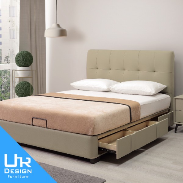 梅布爾5尺半牛皮三抽床台(面右抽)(26I20/A12-02)