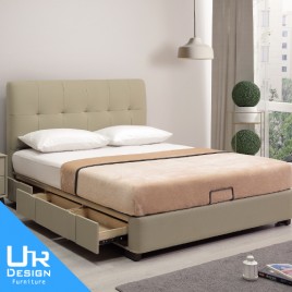 梅布爾5尺半牛皮三抽床台(面左抽)(26I20/A12-01)