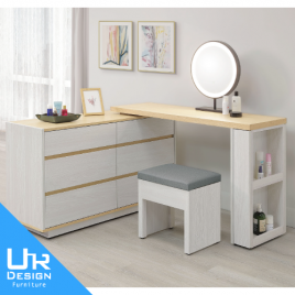 泰勒4.4尺圓鏡功能伸縮鏡台(含椅)(26I20/A69-08)