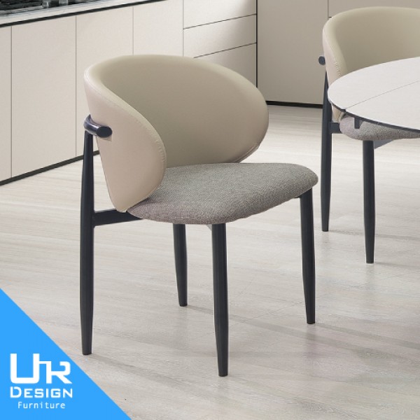 洛芙亞米色皮布餐椅(26I20/A481-05)