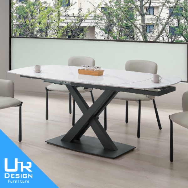 漢斯6.3尺岩板旋轉伸縮餐桌(26I20/A477-01)