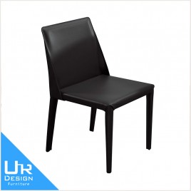 現代風維托黑色厚馬鞍皮餐椅(22I20/A498-09)
