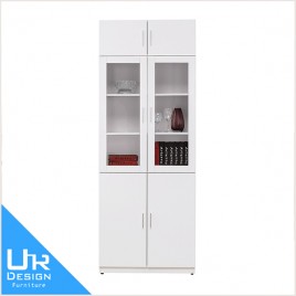 現代風艾美白色2.7尺六門高書櫃(22I20/A528-01)