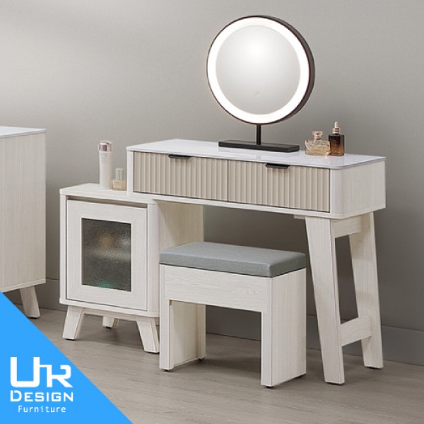 索菲亞2.7尺岩板圓鏡伸縮鏡台(含椅)(26I20/A55-09)