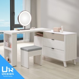 索菲亞4尺岩板圓鏡功能伸縮鏡台(含椅)(26I20/A56-02)