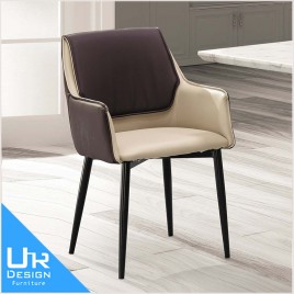 美式工業風維吉爾咖啡色皮餐椅(24I20/A483-04)