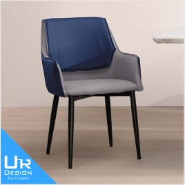 美式工業風維吉爾藍色皮餐椅(24I20/A483-02)