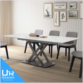 美式工業風赫菲斯6.6尺岩板圓角伸縮餐桌(24I20/A479-01)