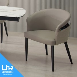 英格麗淺灰皮餐椅(26I20/A464-03)