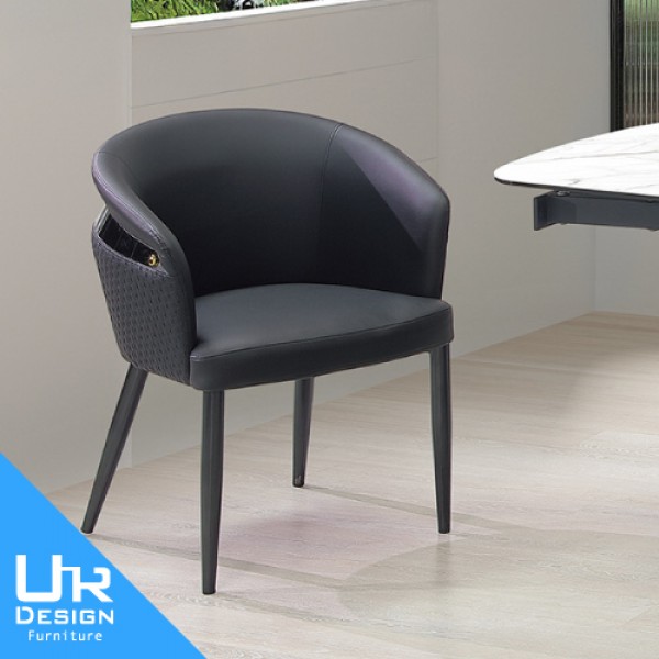 英格麗黑色皮餐椅(26I20/A464-02)