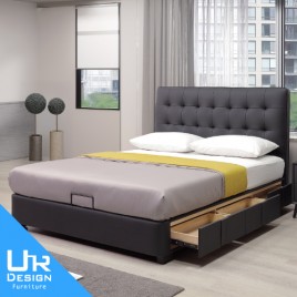 華格夫5尺半牛皮三抽床台(面右抽)(26I20/A12-07)