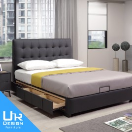 華格夫6尺半牛皮三抽床台(面左抽)(26I20/A12-08)