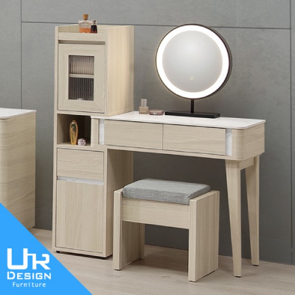 華格納2.7尺岩板伸縮圓鏡鏡台(含椅)(26I20/A35-09)