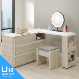 華格納4尺岩板功能伸縮圓鏡鏡台(含椅)(26I20/A35-10)