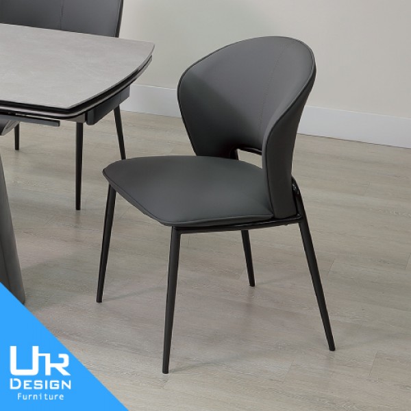 葛林斯深灰皮餐椅(26I20/A478-03)