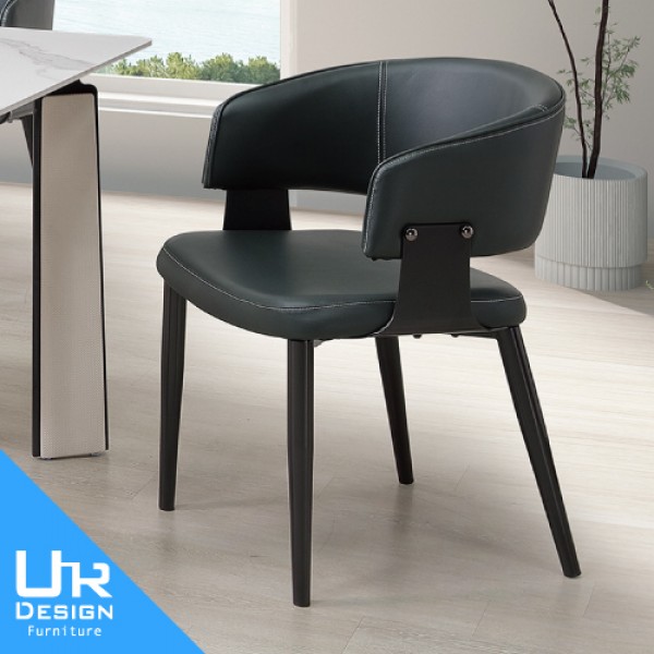 貝爾深綠皮餐椅(26I20/A479-06)