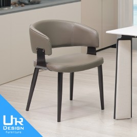 貝爾淺灰皮餐椅(26I20/A479-05)