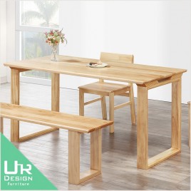 北歐鄉村風方格子4尺實木餐桌(22JX/216-6)