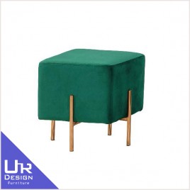 古典奢華風艾森特綠色布方凳(22Z40/594-2)