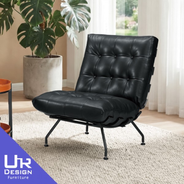 普爾娜黑色皮休閒椅(26Z40/2705-3)