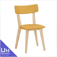簡約北歐風安琪拉黃色皮餐椅(五金腳)(25Z40/1873-7)