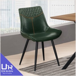 美式工業風布萊恩綠色皮餐椅(五金腳)(24Z40/647-9)