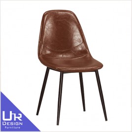 美式工業風西弗爾棕色皮面餐椅(24Z40/649-13)