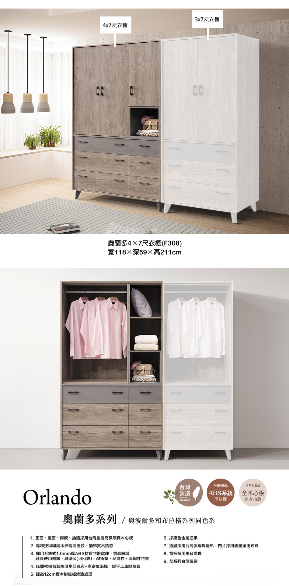 日式奧蘭多4X7尺衣櫥